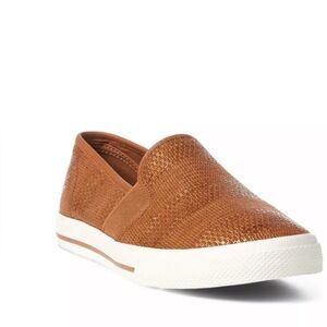 Lauren Ralph Lauren Tan Brown Jinny Slip-On Sneakers. Size 9